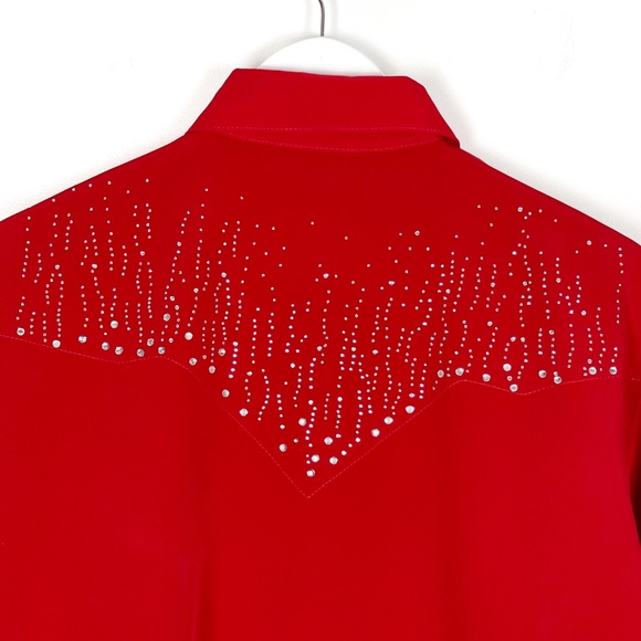 Vintage Red Rhinestone Western Blouse Size… - Picture 7 of 9